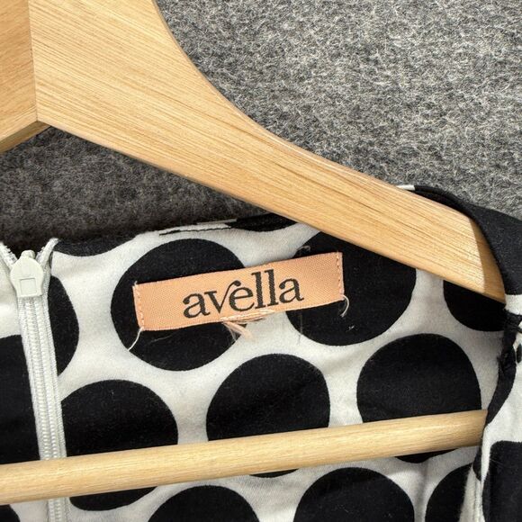 Avella Dress Women M Medium White Polka Dot Sheath Short Zipper Belted Casual - Picture 3 of 6